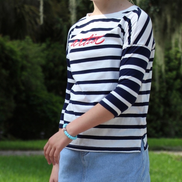 GAP Kids Girls' Three-Quarter Artist Shirt - Picture 2 of 8